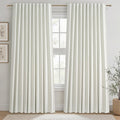 Cute Blackout Curtains 70 Inches Extra Wide Linen 96 Inch Length for Living Room/Sliding Glass Door,Pleated Heavy Duty Thermal Drapes for Winter Thick Large Window(70"Wx96"L 2 Panels Beige White)