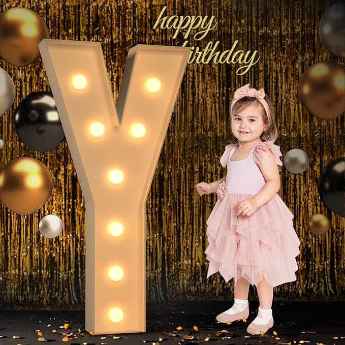 Marquee Letters 3 Feet Tall, 3FT Large Light up Letters Y, Big Sign Y with Warm White Light for Birthday Wedding Proposal Engagement Graduation Party Backdrop Decorations