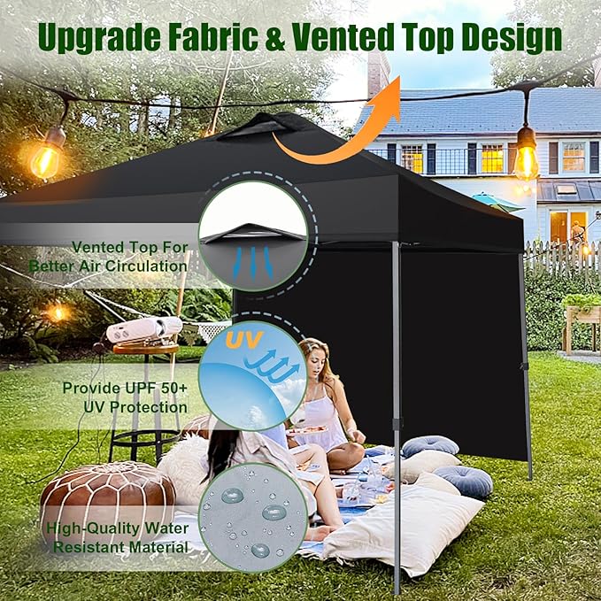 Eurmax USA NOMATTER ONE-Person Open&Close 10x10ft Pop Up Canopy Tent,Portable Shelter Canopy for Outdoor Events with 1 Removable Sidewall,Temporary Sunshade,Bonus 4 Sand Bags(Navy Blue)