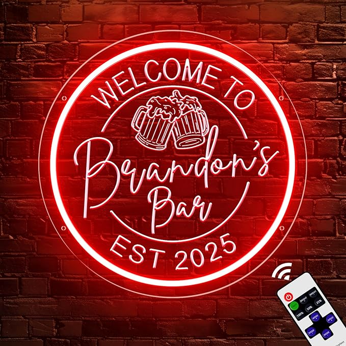 Custom Neon Bar Signs for Home Bar, Handmade Dimmable Personalized Bar Signs, Durable Neon Beer Signs for Man Cave, Bar Led Light Up Sign For Men Dad Gift Business