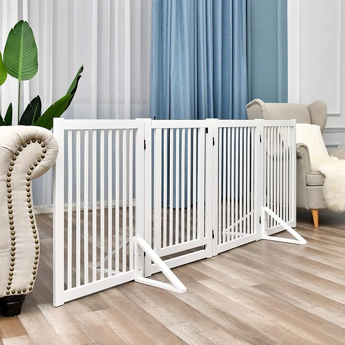 WELLAND Triangle Support Feet Set of 2 for 360 Degree Configurable Gate Collection, Solid Pine Wood, Easy to Install, 2 Pairs of Safety Fence Feet for Freestanding Pet Gates, White (Only Feet)