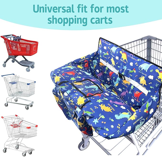 Shopping Cart Cover for Baby,2-in-1 High Chair Cover with Portable Cloth Bag,Cart Seat Pad for Babies Grocery Cushion Cover Restaurant,Suitable for All Supermarkets