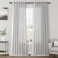 Silver Linen Curtains 96 Inches Long for Living Room Rod Back Tab Vintage Rustic Farmhouse Light Filtering Curtain Burlap Textured Linen Drapes 96 Inch Length for Dinning Room Bedroom 52x96 8 FT