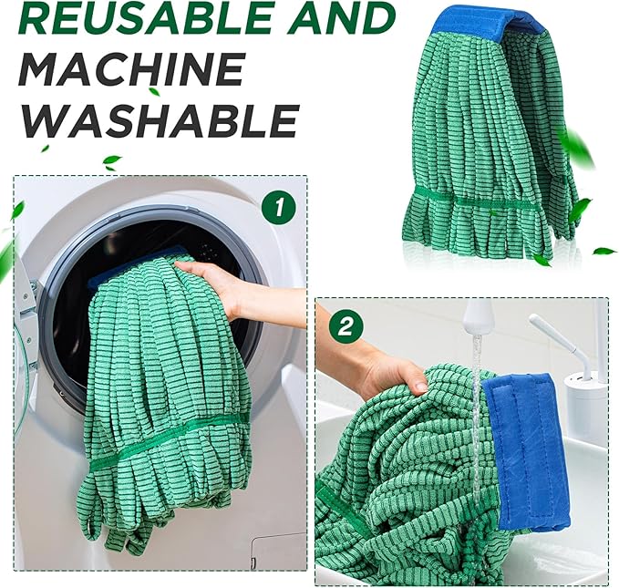 Hushee 40 Pack Large Microfiber Tube Mop Heads 18 oz Heavy Duty Commercial Industrial Wet Mop Head Refill Reusable Machine Washable Looped End Mopheads for Hardwood, Tile, Laminate Floors (Green)