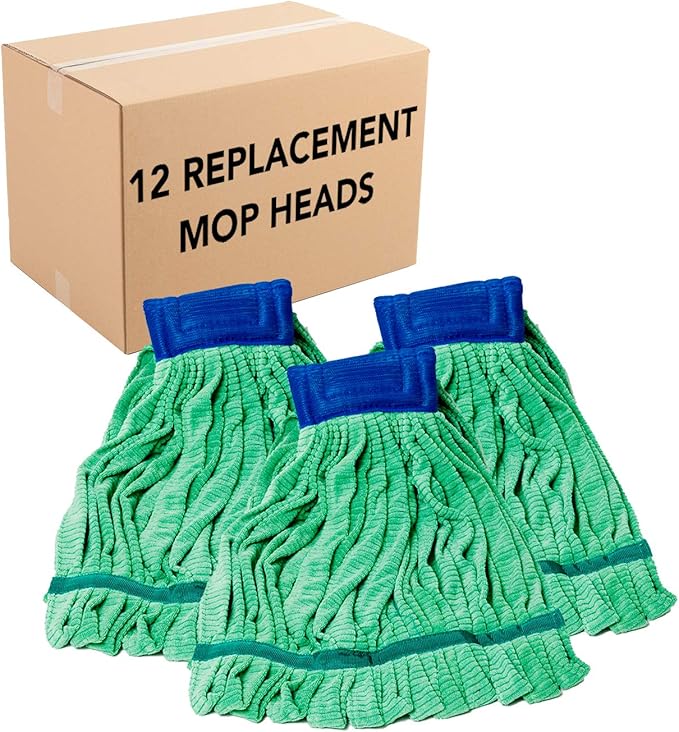 Arkwright Microfiber Tube Mop Head Replacement - (Bulk Case of 12) Heavy Duty, Lint Free, Super Absorbent & Bleach-Safe, Janitorial Essential for Commercial & Industrial Floor Cleaning, 11 oz, Green