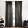 XTMYI Chocolate Brown Curtains 96 Inches Long 2 Panel Set,Sheer Linen Pleated Back Tab Window Drapes Curtains for Living Room 96 Inch Length,Dark Brown