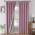 Joydeco Pinch Pleated Curtains - 100% Blackout for Bedroom, Pink Linen Curtains 40" W x 63" L, Thermal Insulated 2 Panels Light Blocking Drapes, Back Tabs for Living Room