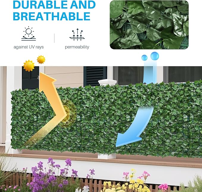 Patio Paradise 58"x97"-7Pc Faux Ivy Fence Privacy Screen Artificial Greenery Wall Backdrop,Fake Grass Wall Panels for Outside Apartment Balcony,Vine Leaf Decor for Outdoor Patio Chain Link