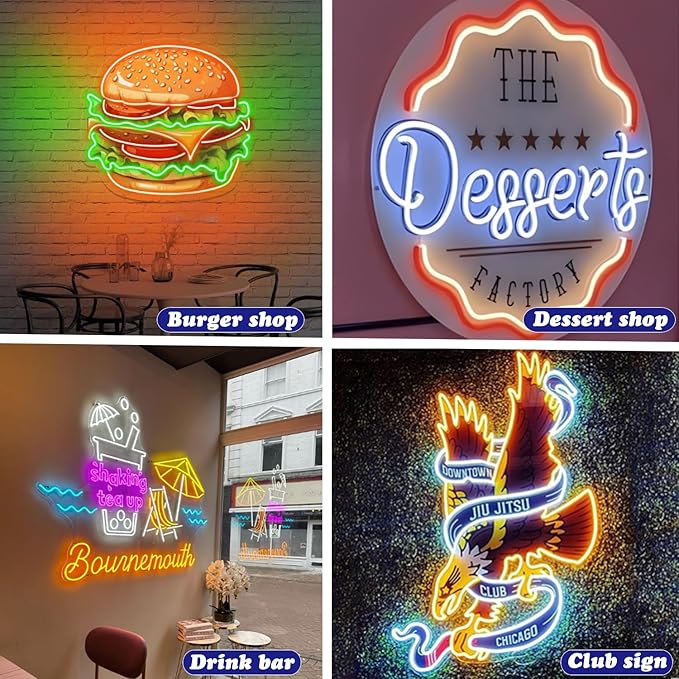 Custom Neon Sign Logo, Personalized LED Shop Name Logo Sign for Business Wall, Illuminated Neon Lights Customizable Upload Picture UV Printed for Bar Nail Office Room Home Decor, Size 10-60in Large