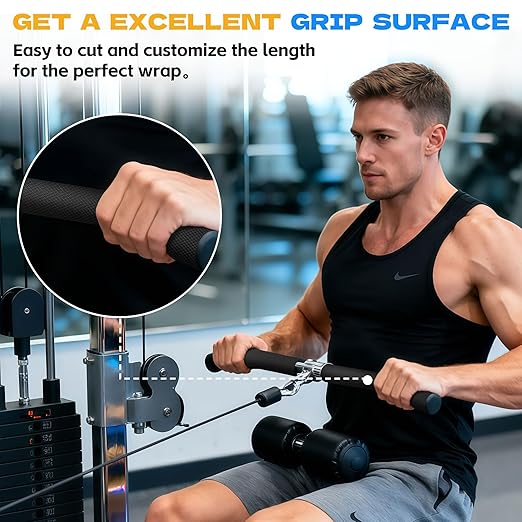 Rubber Grip Tape, 1 in x 22 Ft Black Ultra-Thin Strong Adhesive Non-Slip Tape, Anti-Slip Grip Tape for Handles, Waterproof Heat Resistant Cushion Grip, Comfortable in Hands