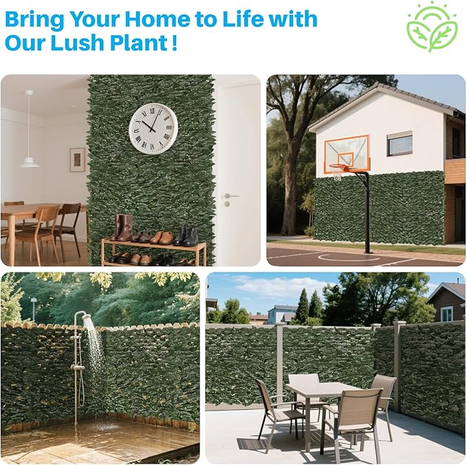 Patio Paradise 58"x196"-5Pc Faux Ivy Fence Privacy Screen Artificial Greenery Wall Backdrop,Fake Grass Wall Panels for Outside Apartment Balcony,Vine Leaf Decor for Outdoor Patio Chain Link
