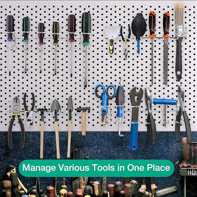 G.CORE 12 Pack Pegboard Tool Utility Hooks, 1/4" Heavy Duty Metal Peg Board Hooks for Hanging Tools, Wall Organizers and Storage Pegboard Accessories for Garage Workbench Workshop Craft Room Office