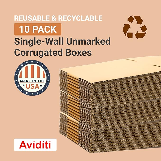 AVIDITI Shipping Side Loading Boxes Large, 30"L x 5"W x 24"H 10-Pack | Corrugated Cardboard Box for Packing, Moving and Storage 30x5x24 30524