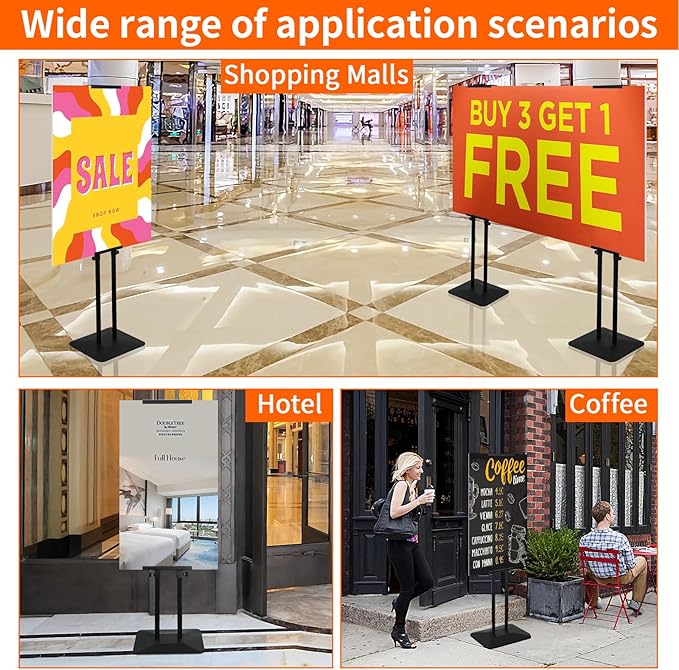 Poster Stand Heavy Duty - Double-Sided Pedestal Poster Stands for Display, Adjustable Metal Poster Board Stand Height Up to 80", Outdoor Floor Standing Sign Holder for Banner Foam, 1 Pack