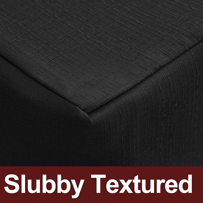 HolidayIdeas 2 Pack Fitted Table Covers Rectangle - 72 x 30 Inch - Black Linen Textured Tablecloths for 6 Foot Tables, Fabric Tableclothes for Craft Show, Trade Show, Parties, Banquet
