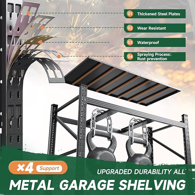 Letaya 71.3" W Metal Storage Shelves,5000LBS Heavy Duty Garage Shelving Units, 4 Tier Adjustable Utility Rack Shelf,Large Industrial Shelves,for Shop,Warehouse,Basement (71.3" W x 24" D x 70" H)