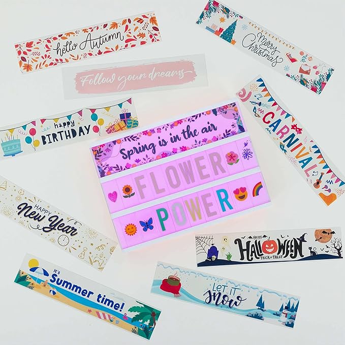 BONNYCO Cinema Light Box A4 Rose Gold 16 Colors with 400 Letters and Emojis, 10 Premium Cards, Remote Control and 2 Markers. Led Light Up Sign, Novelty Gifts for Women. Gifts for Girls Christmas