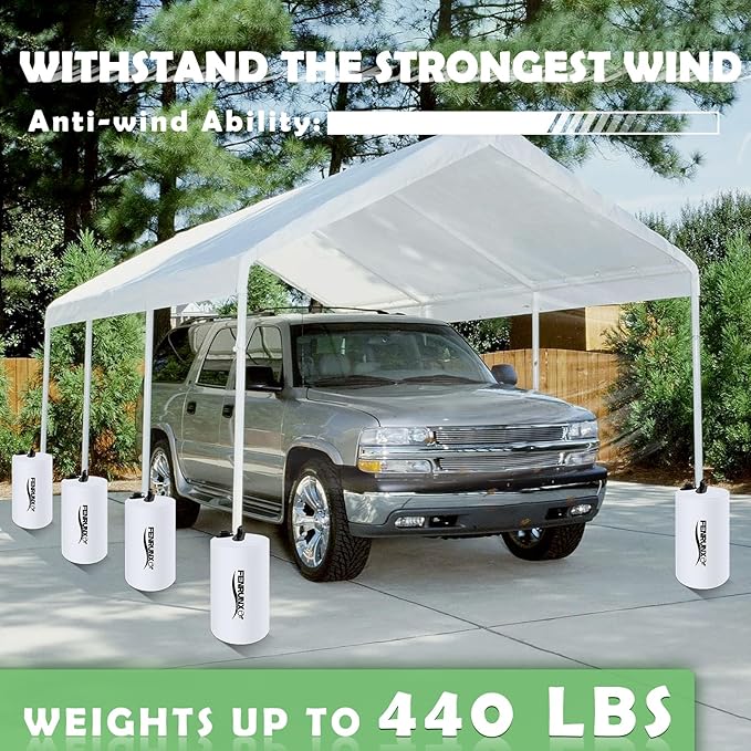 Canopy Water Weight Bag,440 LBS Heavy Duty Tent Weights Set of 8 Leg Weights for Pop Up Canopy,Tent,Gazebo,Carport,White