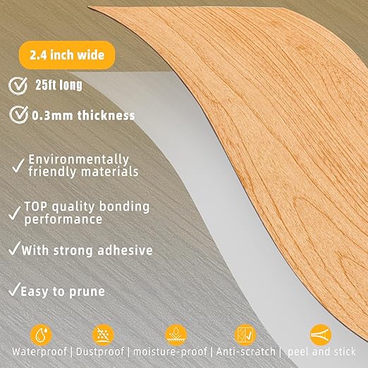 GSCIT Club Wood Grain Repair Tape, 2.4 inch X 25ft Self Adhesive Maple Grain Repair Patch for Tables, Chairs, Baseboards, Doors, Windows, Floors, Handicraft DIY.