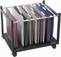 Aquzee Rolling File Cart, Hanging File Folder Organizer, File Storage Under Desk for Home Office, Wooden File Holder Fits for Letter Size, Black