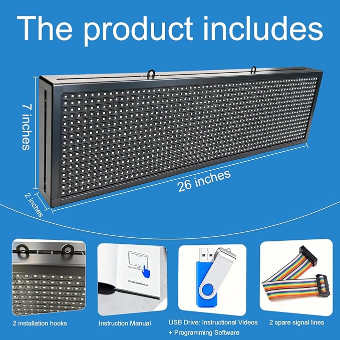 P10(26" * 7") Scrolling Led Sign Programmable Outdoor Digital Signs For Business Electronic Message Board Wifi Control Display Screen Panel Custom Full Color Neon Advertising Word Light