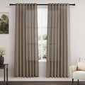 Nanspring Dark Taupe Curtains 80 Inches Length for Living Room Back Tab Rod Pocket Semi Sheer Linen Drapes Muted Neutral Boho Linen Textured Window Curtain for Dining Room Bedroom 52X80 Inches