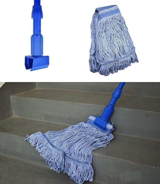 Mop Head Replacement Commercial Heavy Duty String Blue Wet Mop Heads for 3 Typs Commercial Mop Handle(3,Medium)