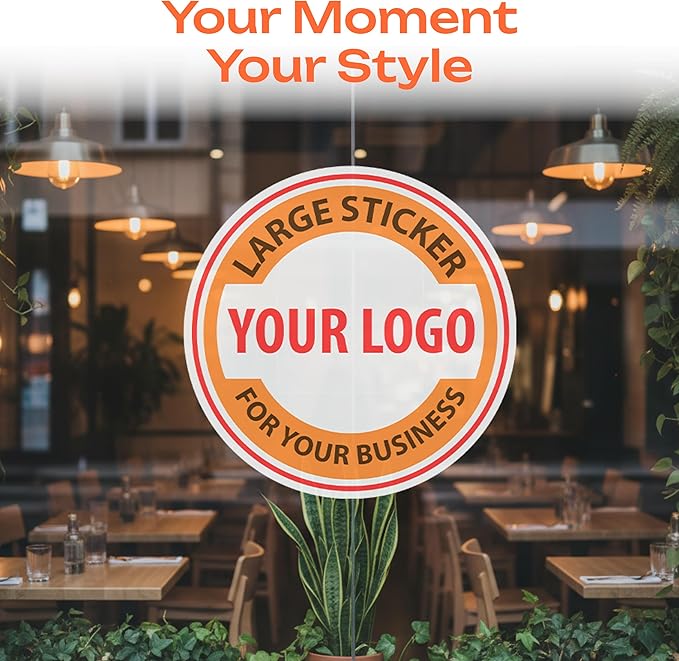 Custom Logo Decals & Stickers – Personalized Vinyl Business Signs – Waterproof Full Color Window & Wall Decal for Storefront, Office, Car, Door, Home