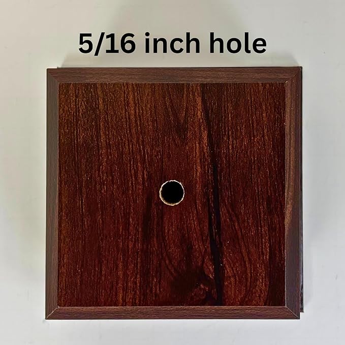 Display Base Pedestal Cherry Finish with 5/16" Center Hole – Square Stand Blank for Trophies, Figurines, 3D Prints, DIY Projects – Available in Multiple Sizes (5 1/2"Lx5 1/2"Wx2 1/8"H)