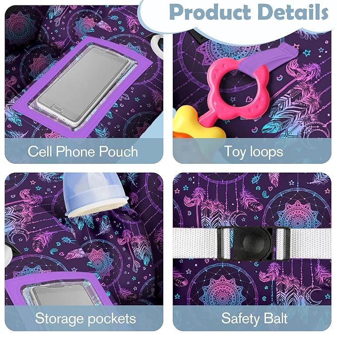 Shopping Cart Cover for Baby 2-in-1 High Chair Cover with Safety Harness Multifunctional Indian Pattern Cart Covers for Babies Soft Padded Grocery Cart Cover for Baby Boy Girl