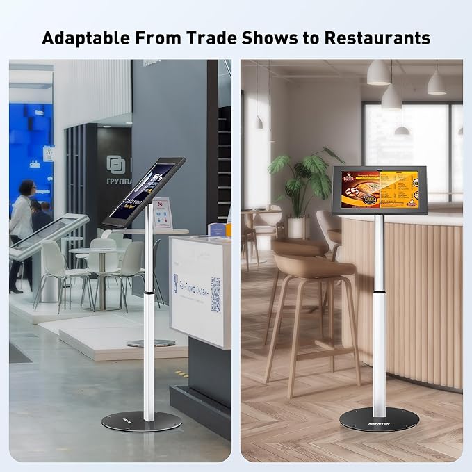 AboveTEK Tablet Floor Stand, Anti-Theft Kiosk Stand, Height Adjustable Tablet Stand Floor with Locking System, for 14.6" Samsung Galaxy Tab S8 Ultra, S9 Ultra, S10 Ultra, S11 Ultra, for Retail & POS