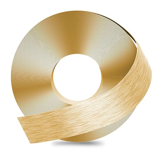GSCIT Club Gold Edge Banding, 1 1/2 Inch x 100ft Aluminum Brushed Edge Banding PVC Edge Trim for Cabinet Repair Furniture