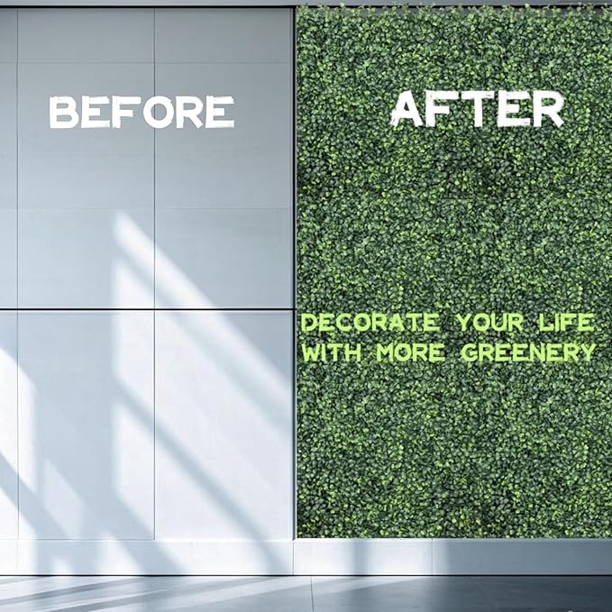 Grass Wall Panels 12Pcs 20"x 20" Artificial Boxwood Hedge Wall Realistic UV-Resistant Easy Install for Indoor Outdoor Privacy Fence & Garden Decor, Party Balcony and Backyard