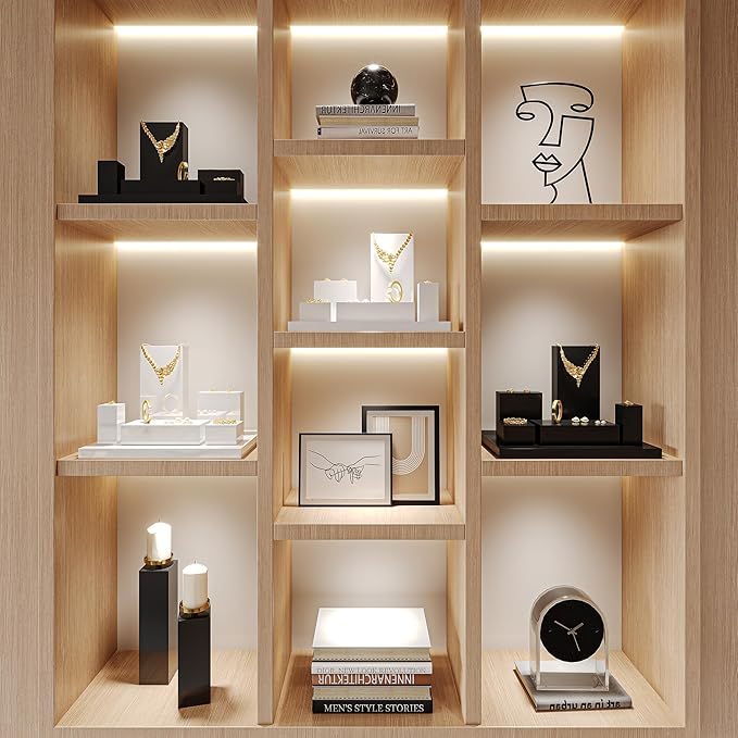 Oirlv Solid Wood Minimalism Style Jewelry Display Stand Showcase Jewelry Organizer Square Holder (SM05205)