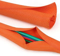 Split Braided Cable Sleeve，Flexible Wire Loom Tubing, Automotive Cord Protector Pet Proof, Cable Management for Computer TV Electric Wires Harness 16ft (Orange, 13mm（1/2")