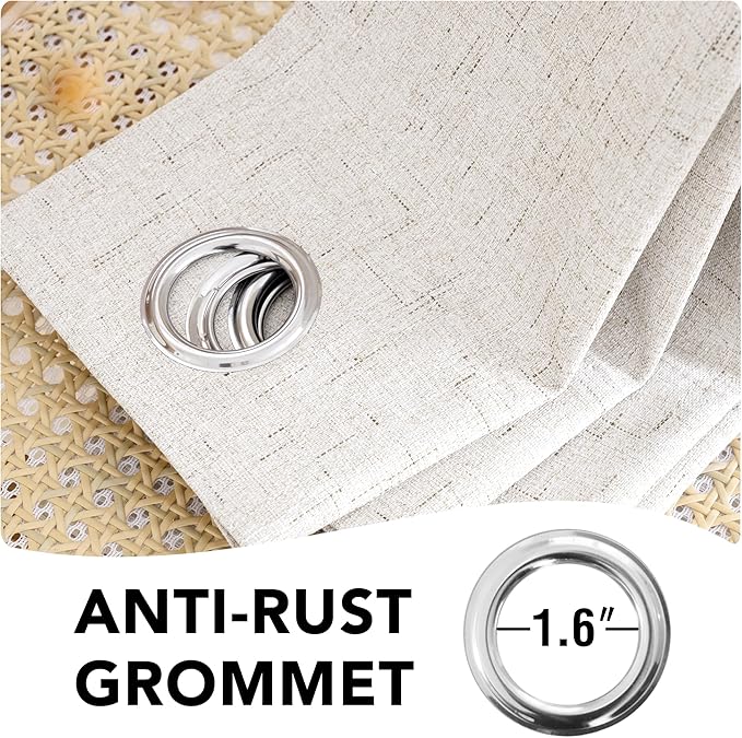 H.VERSAILTEX Ivory Blackout Curtains for Bedroom, Linen Blackout Curtains 108 Inches Long 100% Blackout Thermal Insulated Textured Curtain Draperies Grommet with White Liner, 2 Panels, Ivory