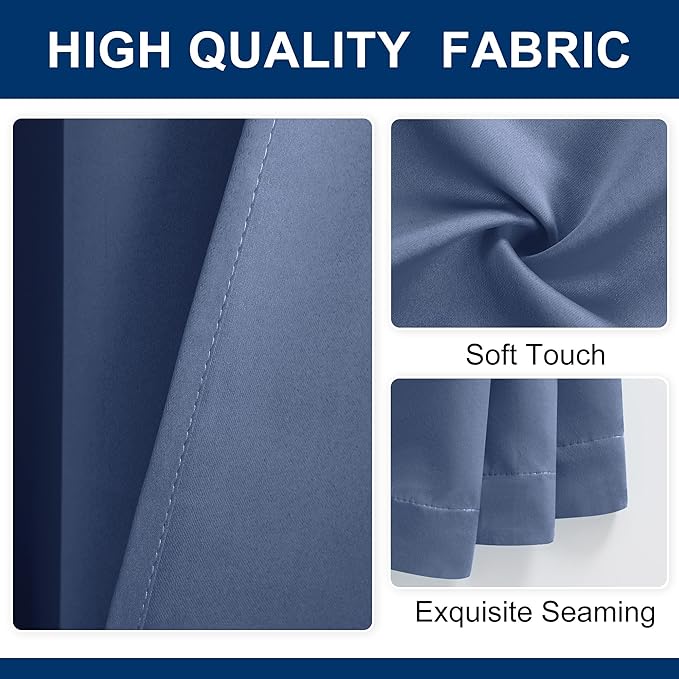 Hiasan Patio Sliding Door Room Divider Curtain Privacy Blackout Thermal Insulated Curtains with Back Tab & Rod Pocket for Bedroom Partition, Living Room Shared Office(100 x 96 Inches, Dusty Blue)