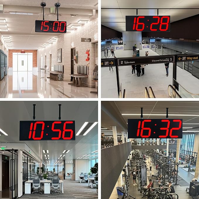 Digital Wall Clock with Double Sided Display, Large LED Clock with Timer,Alarm,Temperature and Date,Two Faced Hanging Digital Clock Large Display for Multiple Public Places(Red)