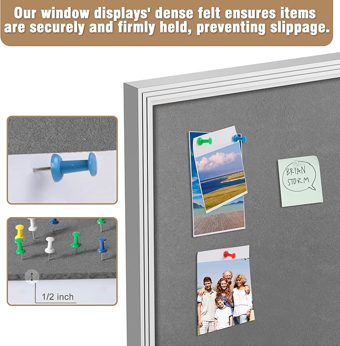 Mifuro 70"x34" Enclosed Bulletin Board, Outdoor Lockable Weather-Resistant Aluminum Cork Noticeboard for School & Office, Silver Frame w/Grey Flet