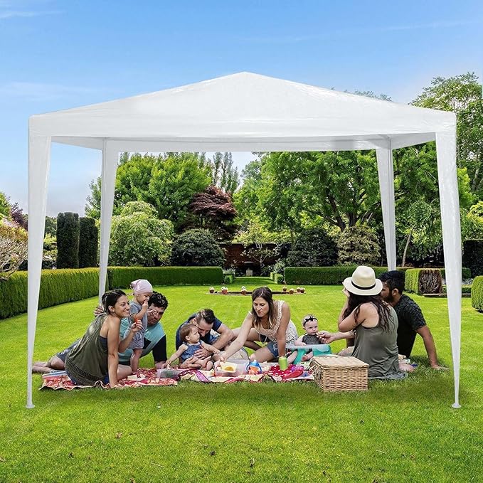 10x10 FT Party Tent, Outdoor Wedding Tents for Parties, Canopy Event Tent Without Removable Sidewalls, Waterproof Gazebo Shelter for Birthday Parties, Weddings, BBQs & Events (10X10FT-0Sides White)