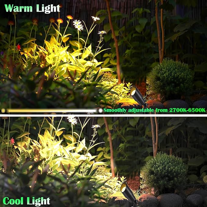 RGB Low Voltage Landscape Lighting, Smart Landscape Spot Lights Outdoor, 12 Volt Color Changing Landscape Lights with Remote/APP/Voice Control, Outdoor Uplights for Garden Yard.
