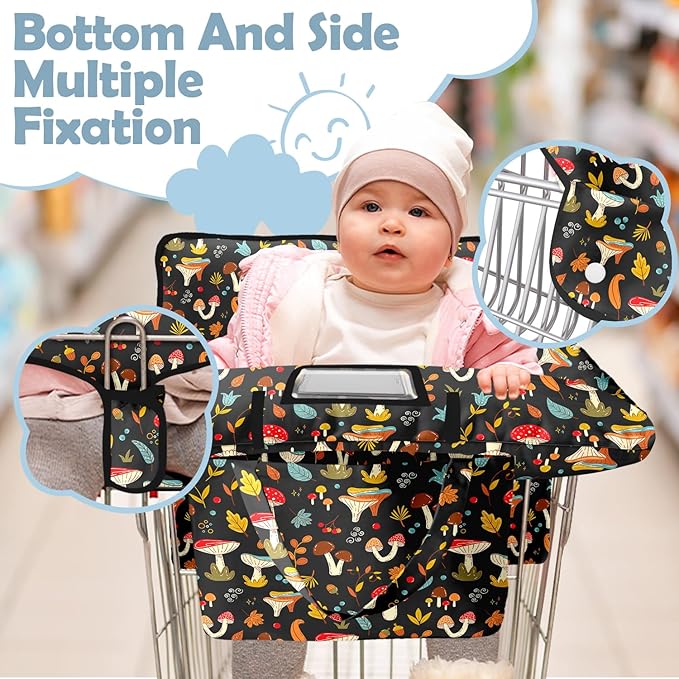 Shopping Cart Cover for Baby Girl Boy 2-in-1 High Chair Water Resistant High Chair Cover w/Phone Pouch Pocket Gender Neutral Cart Cover for Zebra Texture Babies Padded Grocery Cart Cover for Baby