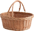Wicker Picnic Basket with Handles, Handwoven Gift Basket, Shopping Basket, Natural Brown - Small