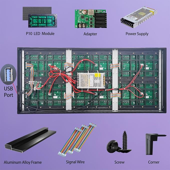 Outdoor P10 LED Scrolling Programmable Sign 77"x14", Bright High Visibility Digital Led Signage Displays, Message Signs for Business, Restaurant, Window Shop