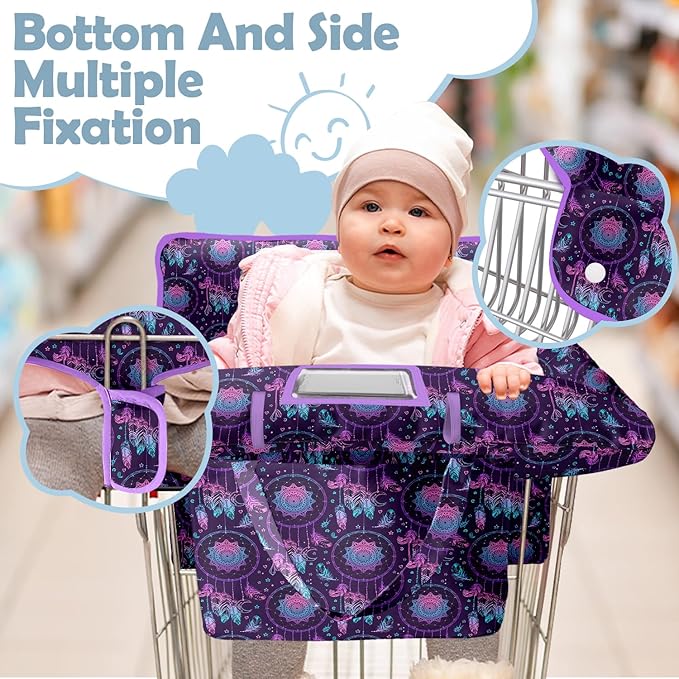Shopping Cart Cover for Baby 2-in-1 High Chair Cover with Safety Harness Multifunctional Indian Pattern Cart Covers for Babies Soft Padded Grocery Cart Cover for Baby Boy Girl