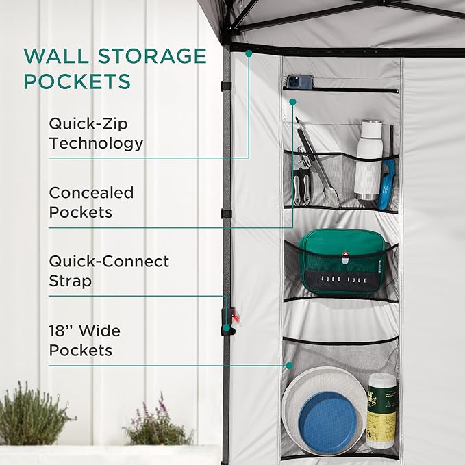 Best Choice Products 10x10ft Easy Pop Up Canopy w/Side Wall, 10 Pockets, Portable Carrying Case, 1-Button Setup, 4 Weight Bags - Sand