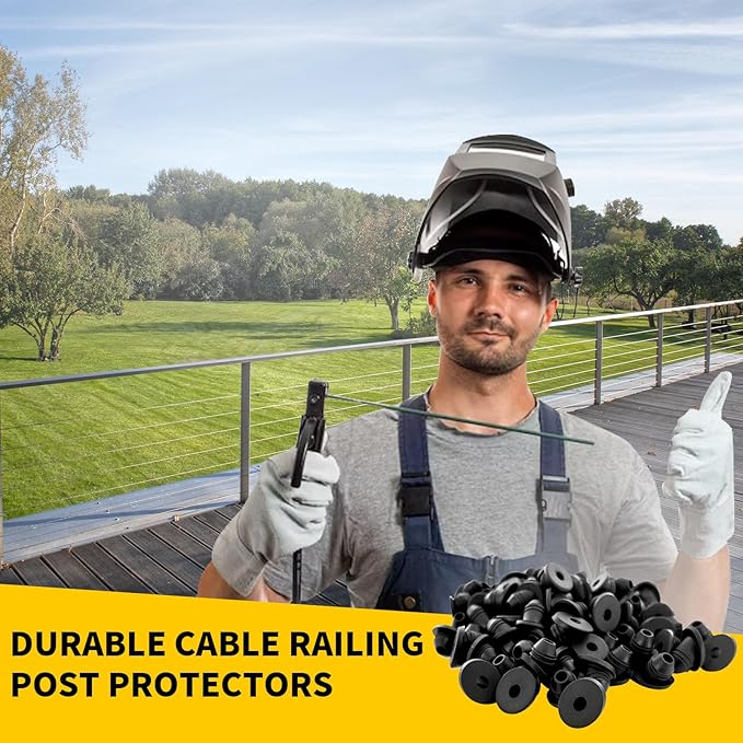 200Pack 30 Degree Angle Rubber Cable Railing Grommets for 1/8" 5/32" 3/16" Cables for Wood/Metal Cable Railing Posts, 1/8" Slant line Cable Railing Grommet,Cable Railing kit for Metal
