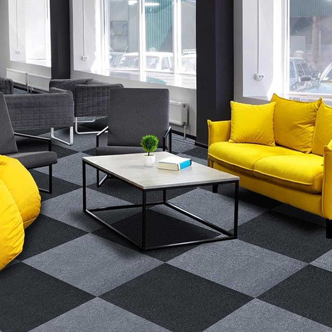 Peel and Stick Carpet Squares 24" x 24", Self Adhesive Non-Slip Carpet Tiles, Peel and Stick Soft Padded Carpet Tiles for Kitchen Bedrooms Indoor Outdoor(20 Tiles/80 sq ft)