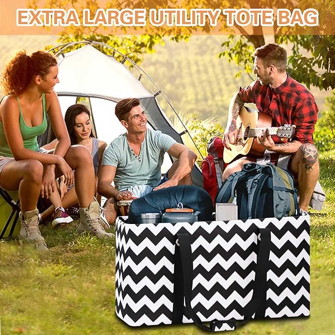 Standing Extra Large Reusable Grocery Bag with Handle, Thirty One Utility Tote Foldable for Shopping and Beach