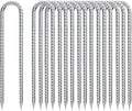 Rebar-Stakes-12-Inch-Galvanized, U Hook Trampoline Stakes 20 Pack Ground Anchors Tent Stakes Heavy Duty for Plants Anti-Rust Landscape Fabric Stakes Artificial Turf